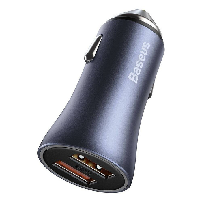 [PO ZWROCIE] Baseus Golden Contactor Pro szybka ładowarka samochodowa 2x USB 40 W Quick Charge SCP FCP AFC + kabel USB - USB Typ C szary (TZCCJD-A0G)