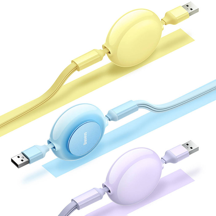 Baseus Bright Mirror 2 kabel przewód 3w1 USB Typ A - micro USB + Lightning + USB Typ C 3.5A 1.1m fioletowy (CAMJ010005)