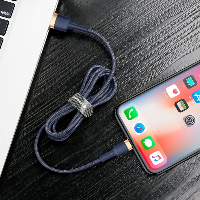 Kabel USB Lightning BASEUS Cafule 2.4A 1m złoto-granatowy