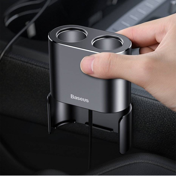 Baseus rozdzielacz rozgałęźnik ładowarki samochodowej 2x USB 3.1A 17W + 2x gniazdo zapalniczki 80W czarny (CRDYQ-01)