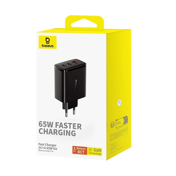 Ładowarka sieciowa Baseus OS-Cube Pro 2 x USB-C + USB, 65W (czarna)