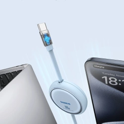 Kabel wysuwany Baseus Free2Draw Mini USB-C - USB-C 100W 1m - niebieski