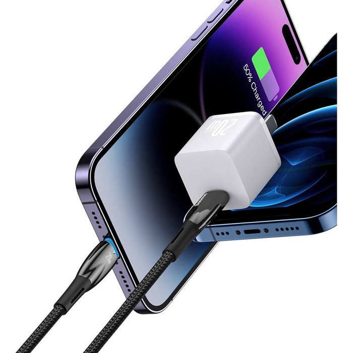 Baseus Glimmer Series kabel z szybkim ładowaniem USB-C - Lightning 480Mb/s PD 20W 1m czarny
