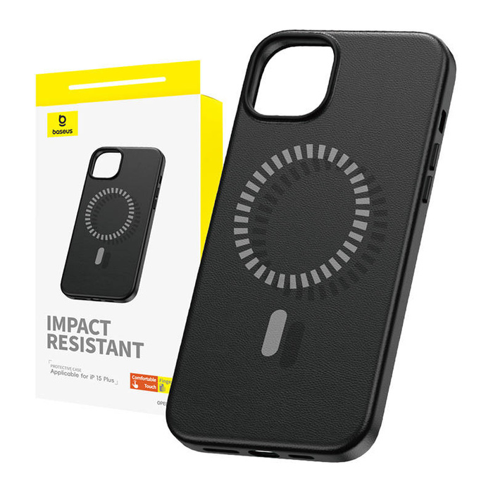 Etui Magnetyczne Etui na telefon iPhone 15 Plus Baseus Fauxther Series (Czarne)