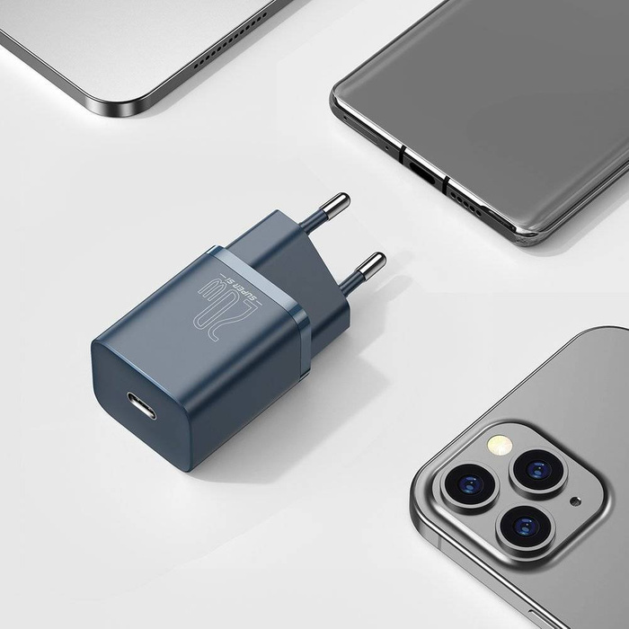 [PO ZWROCIE] Baseus Super Si 1C szybka ładowarka USB Typ C 20W Power Delivery + kabel USB Typ C - Lightning 1m niebieski (TZCCSUP-B03)