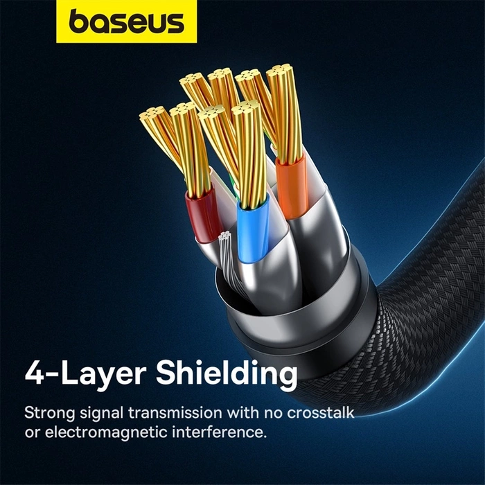 Baseus szybki kabel internetowy RJ45 cat.7 10Gbps 15m pleciony czarny