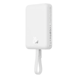 Powerbank Baseus Magnetic Mini MagSafe 10000mAh 20W z wbudowanym kablem Lightning 0.3m Biały