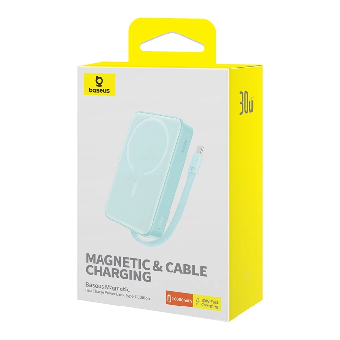Powerbank Baseus Magnetic Mini MagSafe 10000mAh 30W z wbudowanym kablem USB-C 0.3m Niebieski