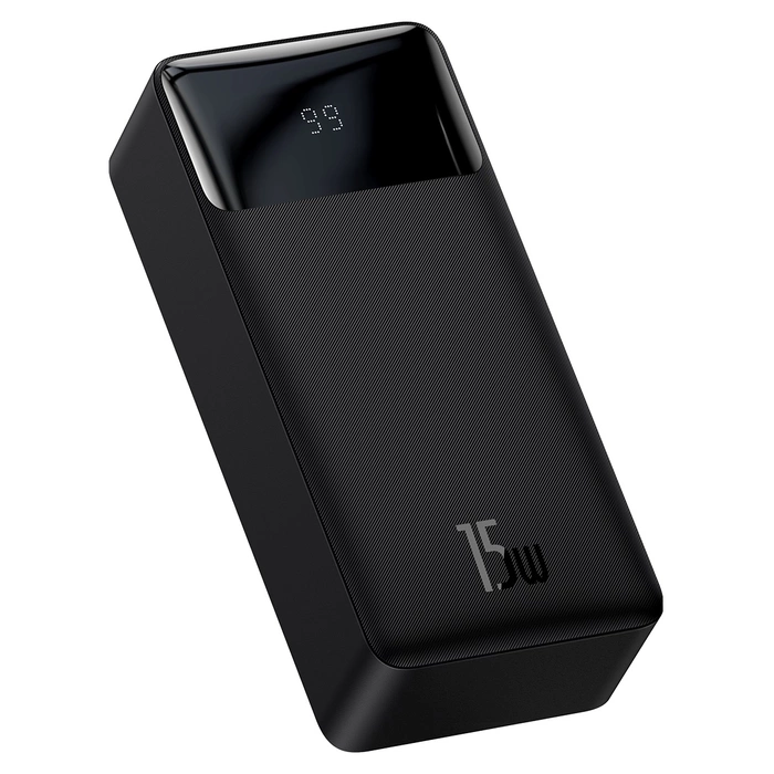 Baseus Bipow powerbank z wyświetlaczem 30000mAh 15W czarny (Overseas Edition) + kabel USB-A - Micro USB 0.25m czarny (PPBD050201)