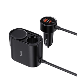 Adapter Baseus High Efficiency Pro 2x gniazdo zapalniczki z ładowarką USB-A USB-C 30W - czarny