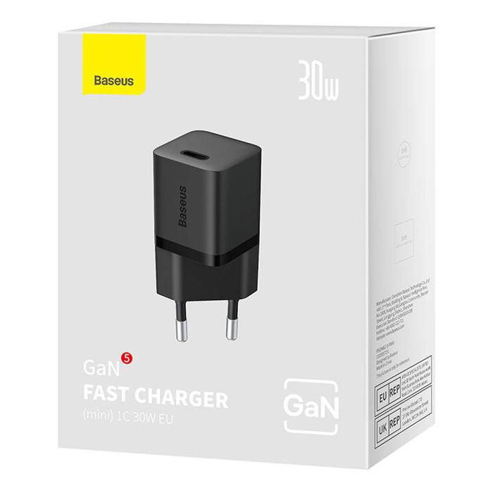 Mini ładowarka sieciowa Baseus GaN5  30W (czarna)