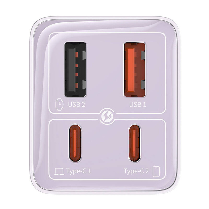Ładowarka sieciowa Baseus GaN6 Pro, 2xUSB-C + 2xUSB, 65W (fioletowa)