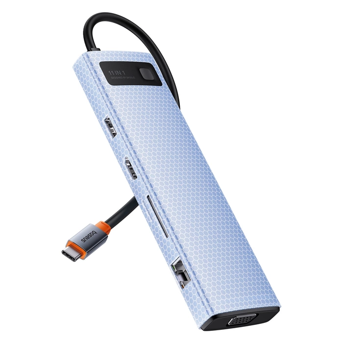 Hub 11w1 Baseus StarJoy Metal Glam Series, USB-C do HDMI +VGA + 3 x USB 3.0 + USB 2.0+USB-C PD + RJ45 + SD/TF +3,5mm