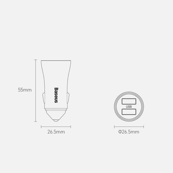 [PO ZWROCIE] Baseus Golden Contactor Pro szybka ładowarka samochodowa 2x USB 40 W Quick Charge SCP FCP AFC + kabel USB - USB Typ C szary (TZCCJD-A0G)
