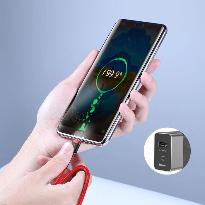 Kabel Baseus CATKLF-H91 USB-C - USB-C PD QC 60W 3A 480Mb/s 2m - czarno-czerwony