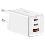 Szybka ładowarka sieciowa GaN 2 x USB C 1 x USB 65W Baseus GaN5 Pro + kabel USB C - USB C 100W - biała