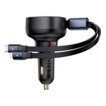 Ładowarka samochodowa Baseus Enjoyment USB z kablem USB-C i Lightning 60W (czarna)